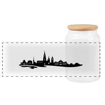 Skyline Bern 2 - Panorama Keksdose mit Holzdeckel - Weiß - Vorne