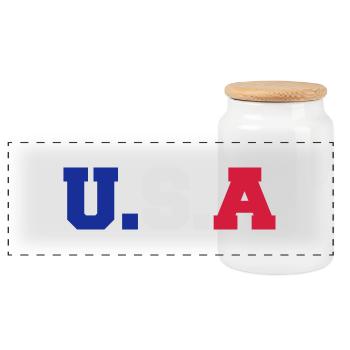 usa02 - Boîte à biscuits avec couvercle en bois - blanc - Devant