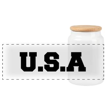 usa - Boîte à biscuits avec couvercle en bois - blanc - Devant