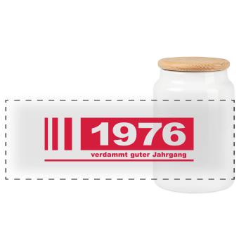 1976 Verdammt guter Jahrgang 76 - Panorama Keksdose mit Holzdeckel - Weiß - Vorne