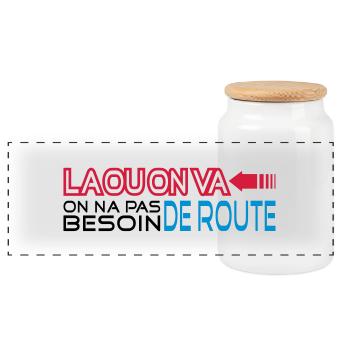 la ou on va - Boîte à biscuits avec couvercle en bois - blanc - Devant