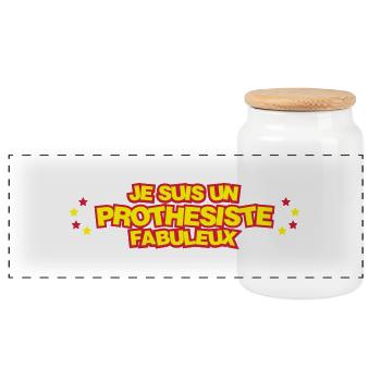 Dentiste / Dent / Orthodontie / Prothesiste - Boîte à biscuits avec couvercle en bois - blanc - Devant