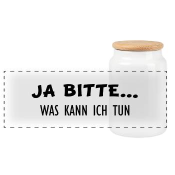 Ja Bitte tun - Panorama Keksdose mit Holzdeckel - Weiß - Vorne