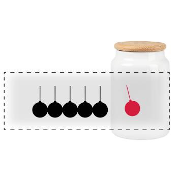 Physics, Pendulum - Panoramic Cookie Jar with Wooden Lid - white - Front