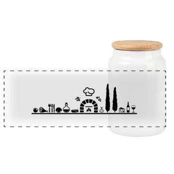 Skyline - Italien Essen - Panorama Keksdose mit Holzdeckel - Weiß - Vorne