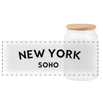 New york soho - Panoramic Cookie Jar with Wooden Lid - white - Front
