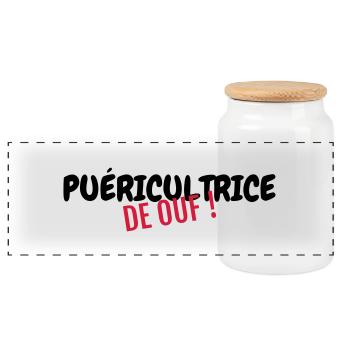 puéricultrice / puériculture / enfant / bébé - Boîte à biscuits avec couvercle en bois - blanc - Devant