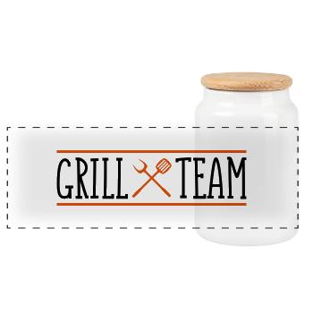 grill team design - Panorama Keksdose mit Holzdeckel - Weiß - Vorne