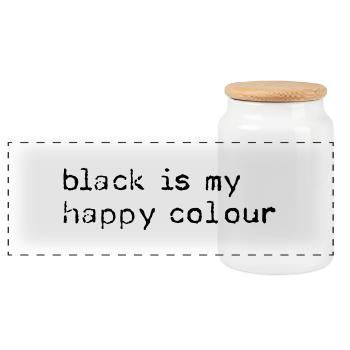 black is my happy colour - Panorama Keksdose mit Holzdeckel - Weiß - Vorne