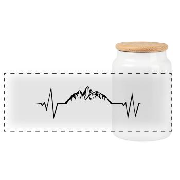 mountains puls - Panorama Keksdose mit Holzdeckel - Weiß - Vorne