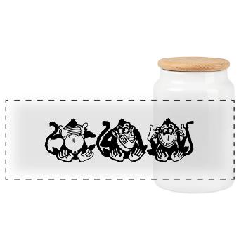 Urkaine Monkeys - Panoramic Cookie Jar with Wooden Lid - white - Front