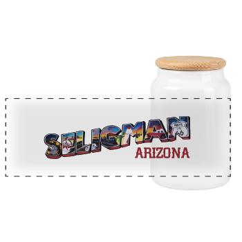 Ville de Seligman, Arizona, road 66 USA - Boîte à biscuits avec couvercle en bois - blanc - Devant