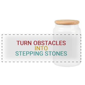 Turn obstacles into stepping stones - Panoramic Cookie Jar with Wooden Lid - white - Front