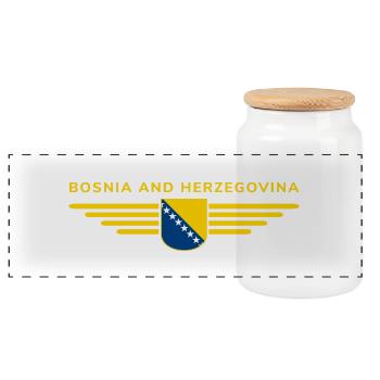 Bosnia & Herzegovina T-Shirt - Panoramic Cookie Jar with Wooden Lid - white - Front