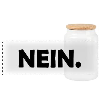 Nein - Panorama Keksdose mit Holzdeckel - Weiß - Vorne