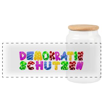 AfD stoppen gegen rechts Demokratie Vielfalt links - Panorama Keksdose mit Holzdeckel - Weiß - Vorne