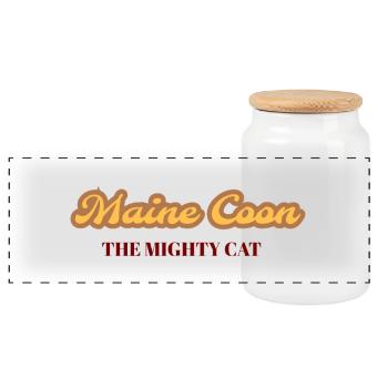 Maine Coon - Die mächtige Katze - Panorama Keksdose mit Holzdeckel - Weiß - Vorne