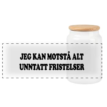 Je peux résister à tout sauf aux tentations. - Boîte à biscuits avec couvercle en bois - blanc - Devant