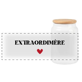 Extraordimère - maman extraordinaire - Boîte à biscuits avec couvercle en bois - blanc - Devant