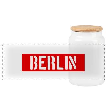 Berlin - Deutschland - Germany - Alexanderplatz - Panoramic Cookie Jar with Wooden Lid - white - Front