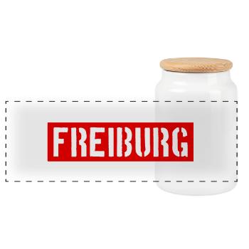 Freiburg - Breisgau - Baden-Württemberg - Panorama Keksdose mit Holzdeckel - Weiß - Vorne