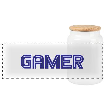Gamer - Games - PC - Computer - Panorama Keksdose mit Holzdeckel - Weiß - Vorne