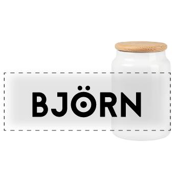 First name Björn - Panoramic Cookie Jar with Wooden Lid - white - Front