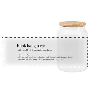 Gueule de bois des livres - Boîte à biscuits avec couvercle en bois - blanc - Devant