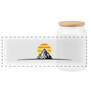 Mountains icon - Panoramic Cookie Jar with Wooden Lid - white - Front
