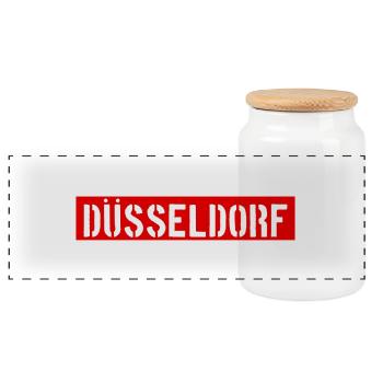 Düsseldorf - NRW - Rhein - Panorama Keksdose mit Holzdeckel - Weiß - Vorne