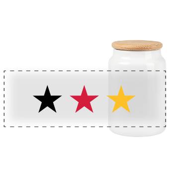Allemagne trois étoiles dans Noir Rouge Or - Boîte à biscuits avec couvercle en bois - blanc - Devant