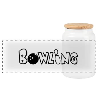 Bowling - Panorama Keksdose mit Holzdeckel - Weiß - Vorne