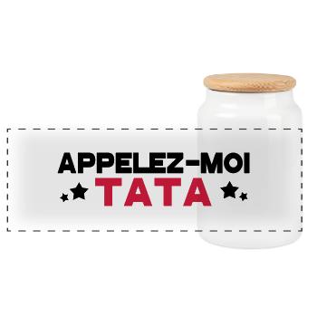 appelez moi tata - Boîte à biscuits avec couvercle en bois - blanc - Devant