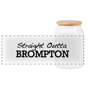 Straight Outta Brompton - Panoramic Cookie Jar with Wooden Lid - white - Front