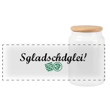 Sgladschdglei - Panorama Keksdose mit Holzdeckel - Weiß - Vorne