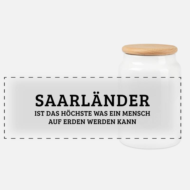 Saarländer – Saarland dh - Panorama Keksdose mit Holzdeckel - Weiß