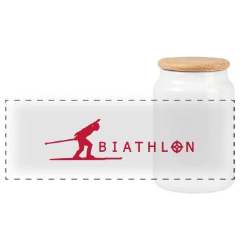 Biathlon - Panorama Keksdose mit Holzdeckel - Weiß - Vorne