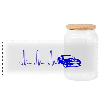 bleu ECG COEUR EN LIGNE AUTO - Boîte à biscuits avec couvercle en bois - blanc - Devant