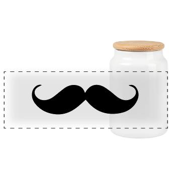 Schnurrbart Moustache - Panorama Keksdose mit Holzdeckel - Weiß - Vorne