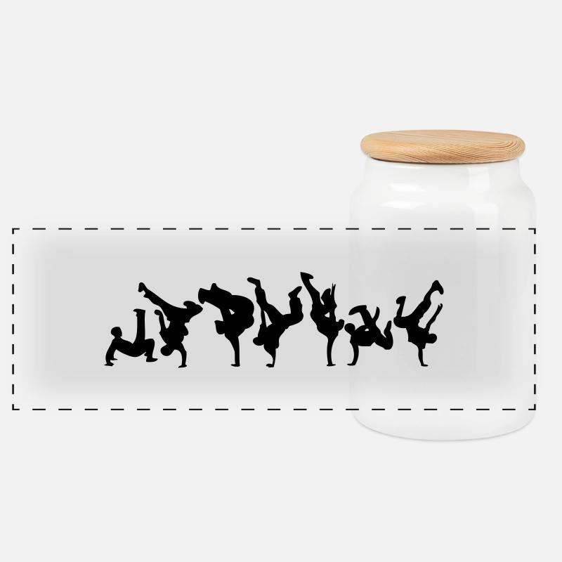 Break Dance Hip-Hop-danseur19 - Panorama Keksdose mit Holzdeckel - Weiß