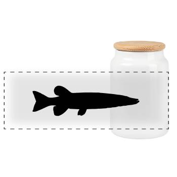 Brochet - Boîte à biscuits avec couvercle en bois - blanc - Devant