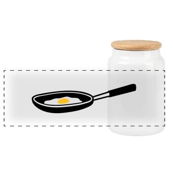 egg_in_pan - Boîte à biscuits avec couvercle en bois - blanc - Devant