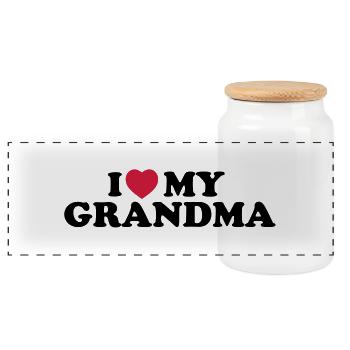 I love my grandma - Panorama Keksdose mit Holzdeckel - Weiß - Vorne