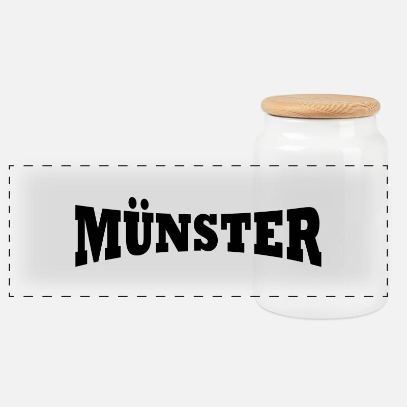 Munster logo - Panoramic Cookie Jar with Wooden Lid - white