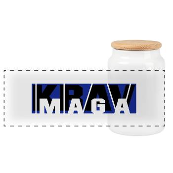 krav_maga_vec_2 de - Panorama Keksdose mit Holzdeckel - Weiß - Vorne