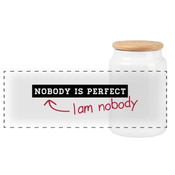 nobody_is_perfect__f2 - Panorama Keksdose mit Holzdeckel - Weiß - Vorne
