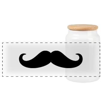 Mustache - Panorama Keksdose mit Holzdeckel - Weiß - Vorne
