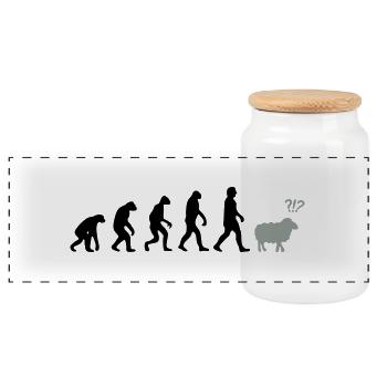 evolution mouton - Boîte à biscuits avec couvercle en bois - blanc - Devant