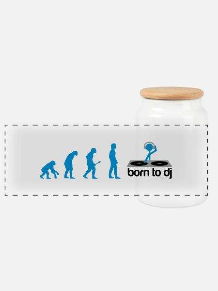 DJ Evolution - Born to DJ - Panorama Keksdose mit Holzdeckel - Weiß