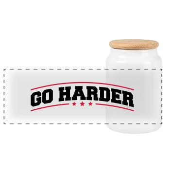 go_harder_bv2 - Panorama Keksdose mit Holzdeckel - Weiß - Vorne
